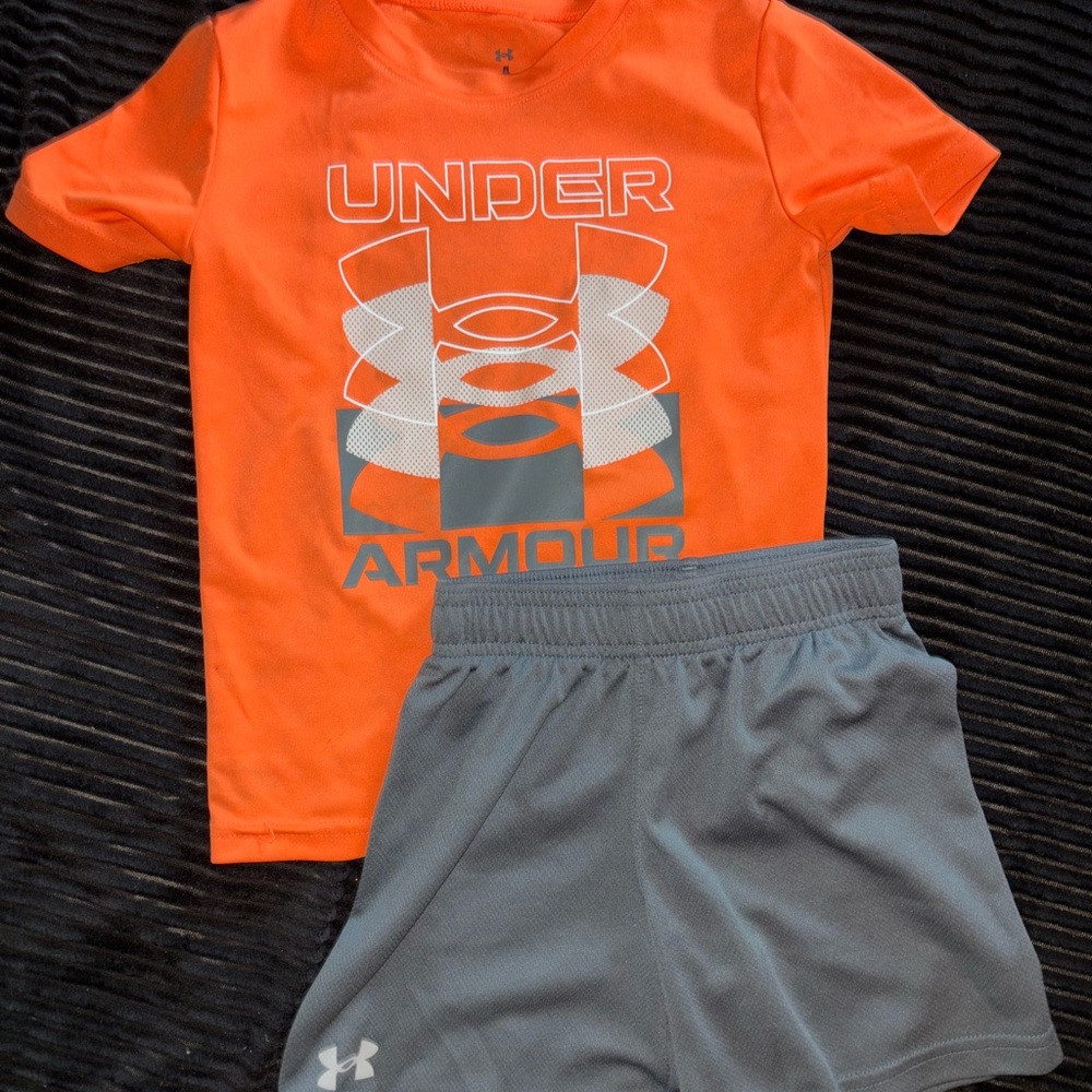 Under Armour Vibrant Orange Tee and Charcoal Shorts